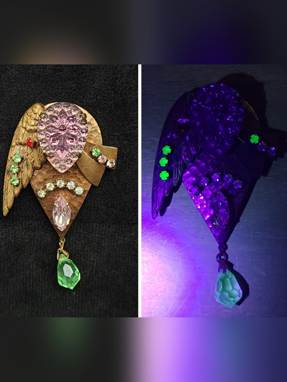 Uranium Glass Vintage Brooch